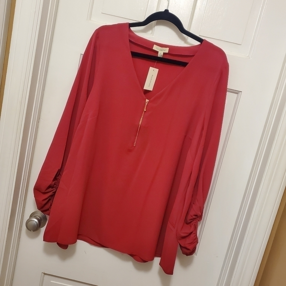 NWT Loralette Jayda Zip Top Size 1X colorful, lightweight